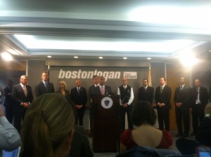 Gov Deval Patrick at Logan briefing to dispel ebola fears