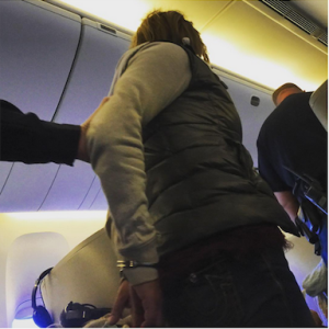 Courtesy of Twitter. A 30 year-old passenger on a plane from London to Boston who apparently doesn't keep up with the news